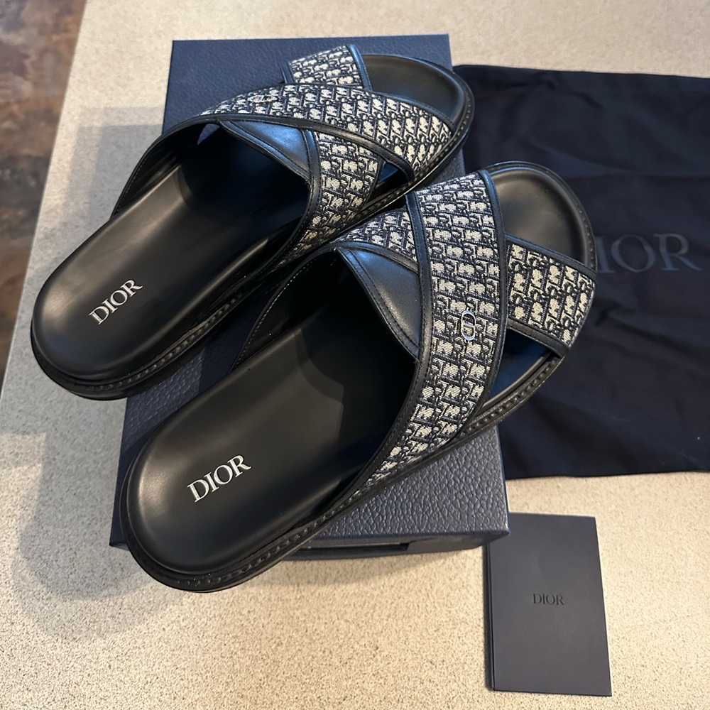 Men’s Dior Aqua Sandals Oblique Jacquard Slides